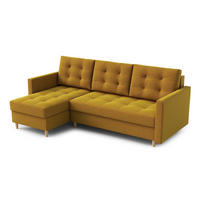 ECKSOFA DIVO Malmo L-förm, Schlaffunktion, elegantes Design, hochwertige Materialien, lose Rückenkissen, freistehend, LINKS 144x224x95 cm Brown - Braun, Holz/Textil (144/224cm) - DomoHome