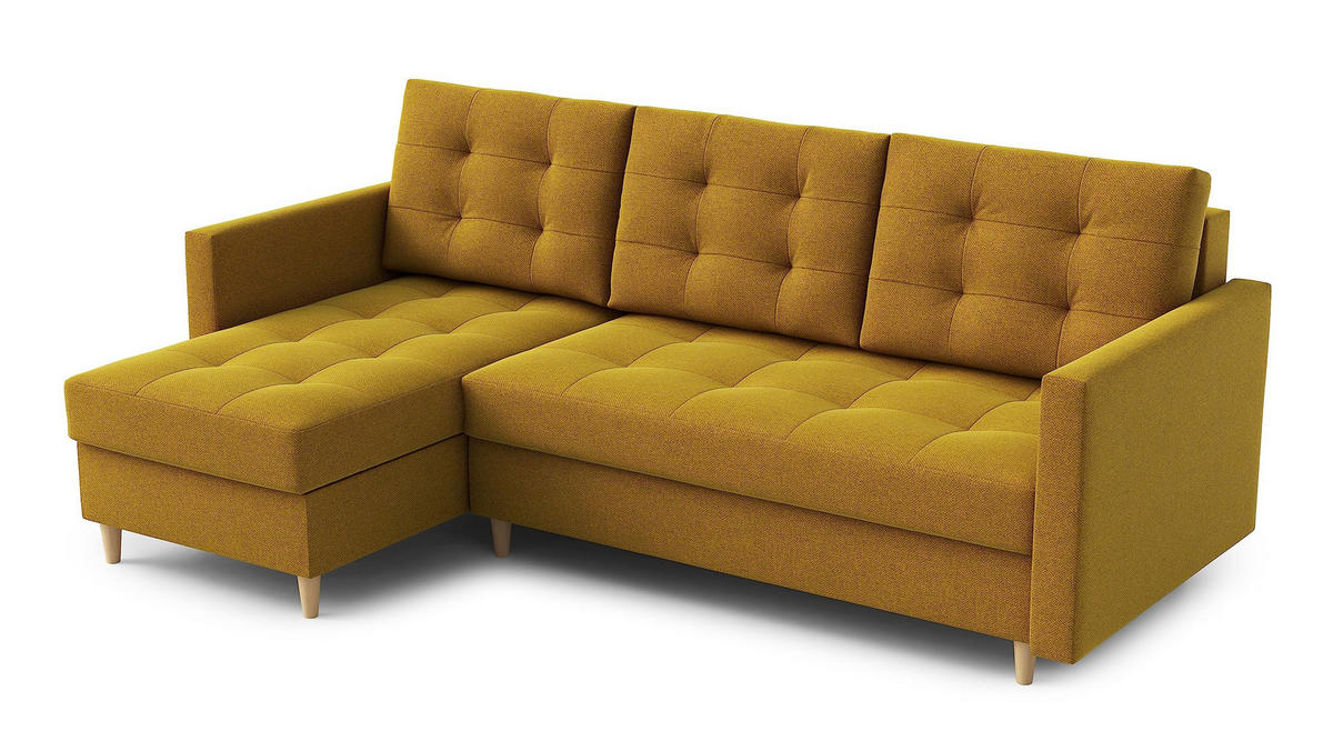 ECKSOFA DIVO Malmo L-förm, Schlaffunktion, elegantes Design, hochwertige Materialien, lose Rückenkissen, freistehend, LINKS 144x224x95 cm Brown - Braun, Holz/Textil (144/224cm) - DomoHome