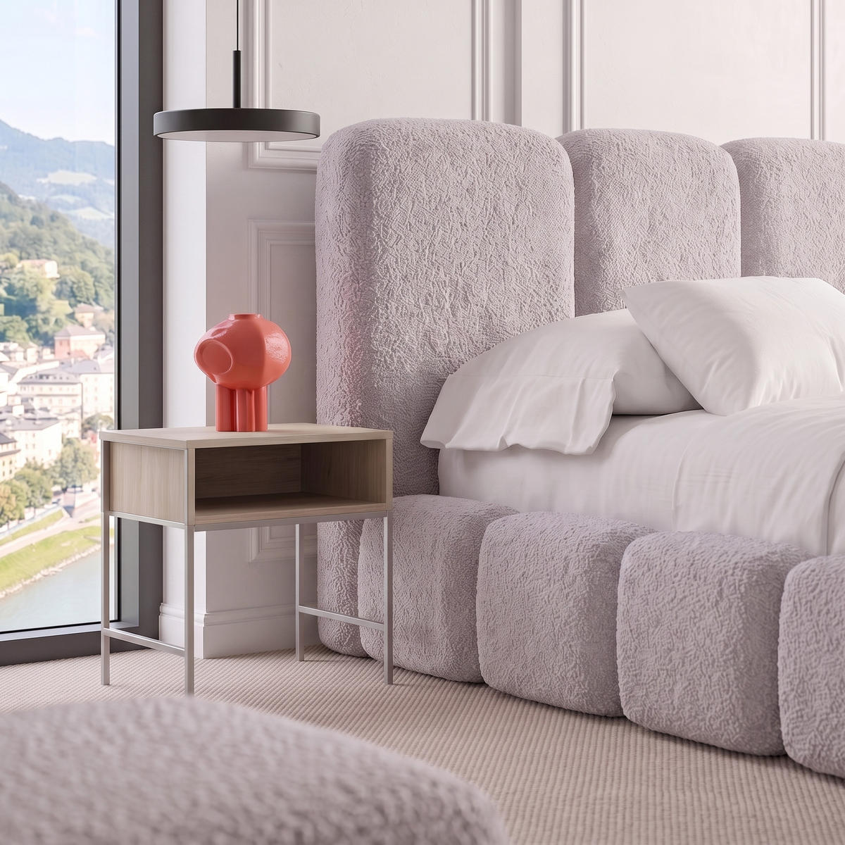 POLSTERBETT SUENO MAXI 160x200 cm in Grau, gepolstertes Kopfteil, Metalllattenrost, Bettkasten, Bouclé-Stoff - Naturfarben/Grau, Holz/Textil (160/200cm) - Muffo