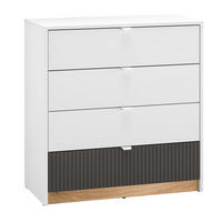 KOMMODE Torino Weiß / Eiche Castello / Graphit 82 / 40 / 86cm - Weiß/Braun, Holz/Holzwerkstoff (82/86/40cm) - Feldmann-Wohnen