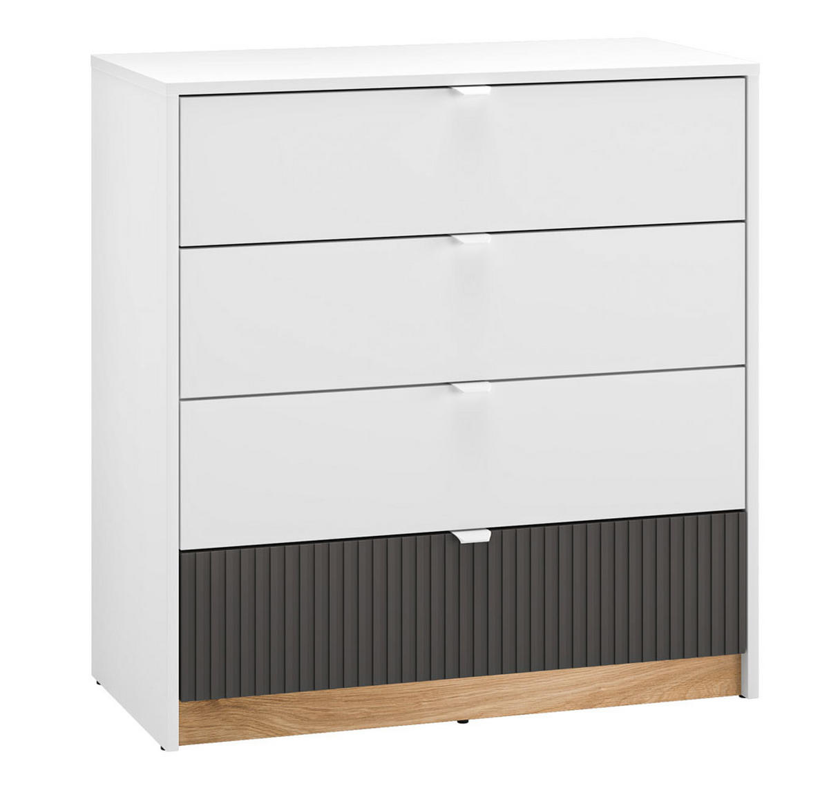 KOMMODE Torino Weiß / Eiche Castello / Graphit 82 / 40 / 86cm - Weiß/Braun, Holz/Holzwerkstoff (82/86/40cm) - Feldmann-Wohnen