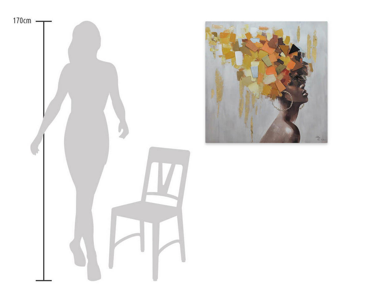 ÖLGEMÄLDE 80/80 cm - Braun/Grau, Holz/Textil (2/80cm) - KUNSTLOFT
