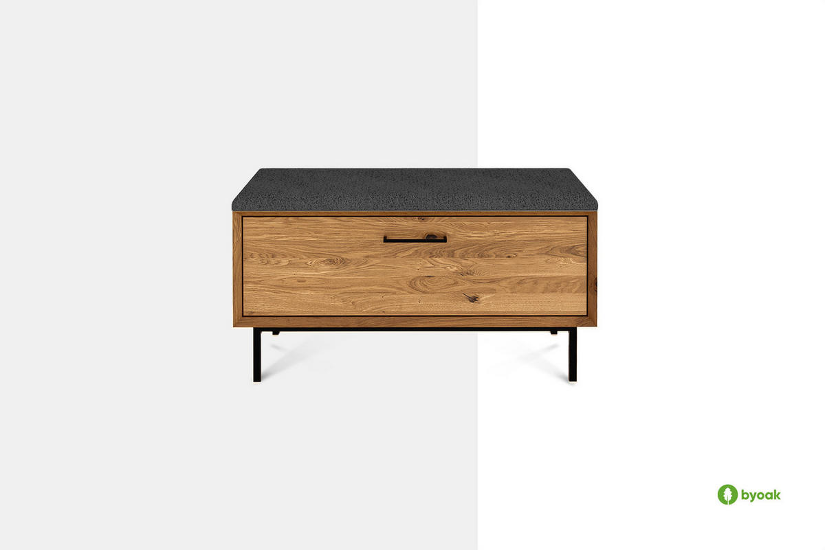 HALLENBANK LEON Wildeiche - Wildeiche, Holz (97/52/36cm) - byoak