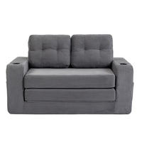 SCHLAFSOFA 2-Sitzer Sofa mit 2 Zierkissen,Lounge Sofa,Polstersofa,Cord,Grau - Grau, Textil (136/82.5/80cm) - LVHOM