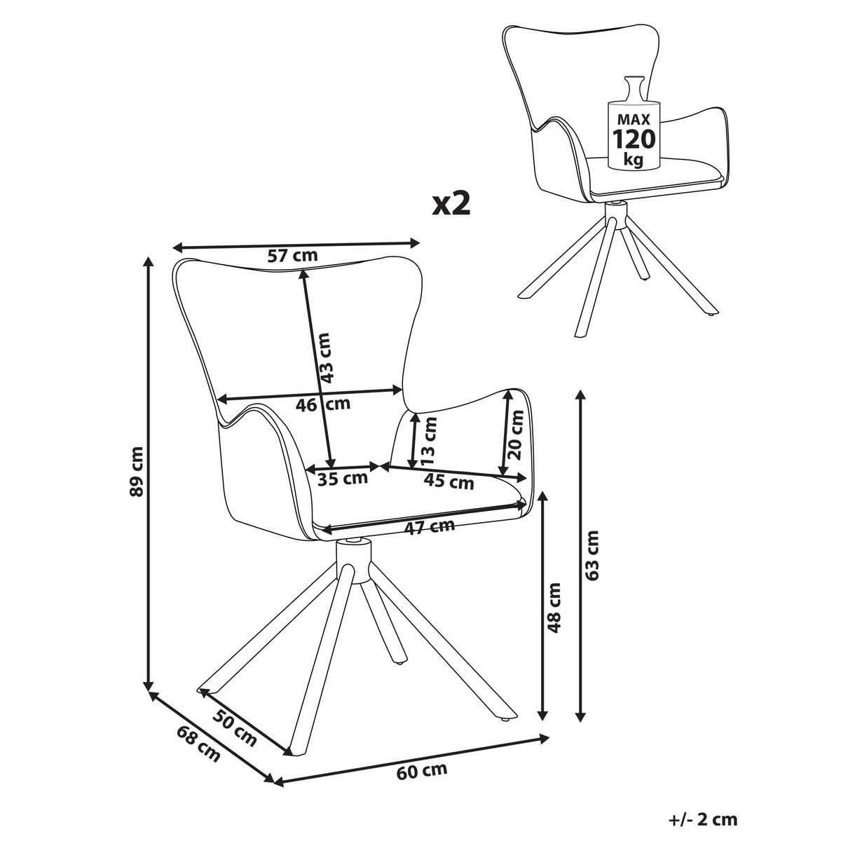 ESSZIMMERSTUHL 2er-Set Hellbeige Novi - Beige/Schwarz, Textil (60/89/68cm) - Beliani