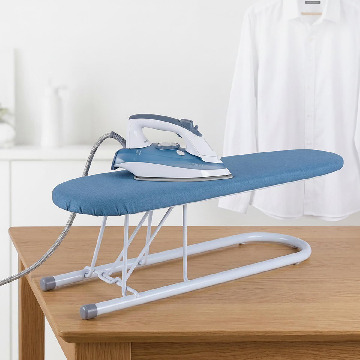 RUKÁVNIK Modrá biela skladací 52 cm - viacfarebná, kov/textil (52/12.5cm) - Relaxdays