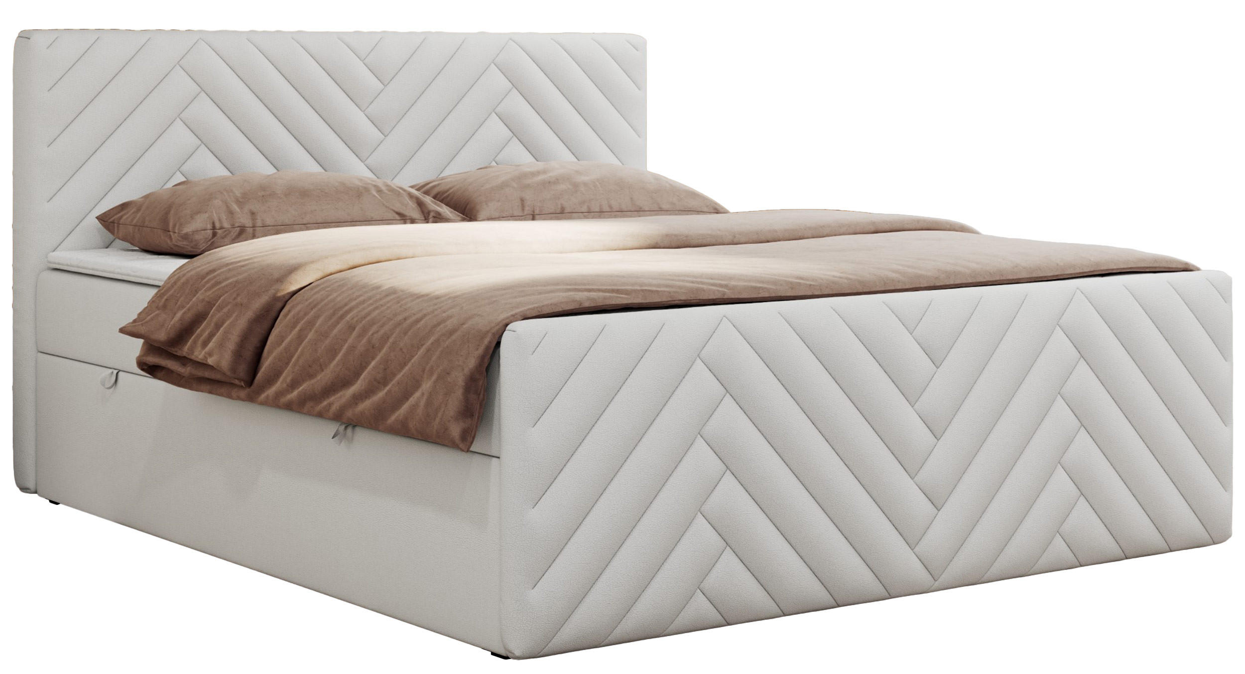 BOXBETT PARIS DUO 120/200 - Weiß Kunstleder - H3 - Weiß, Holz/Textil (120/200cm) - MKS