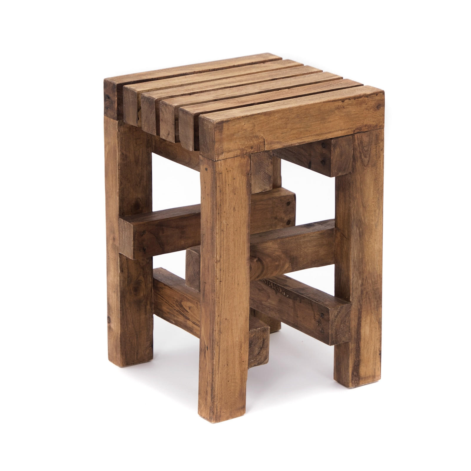 HOCKER Tetris Mahagoni Massivholz - Naturfarben, Holz (30/45/30cm) - CREEDWOOD