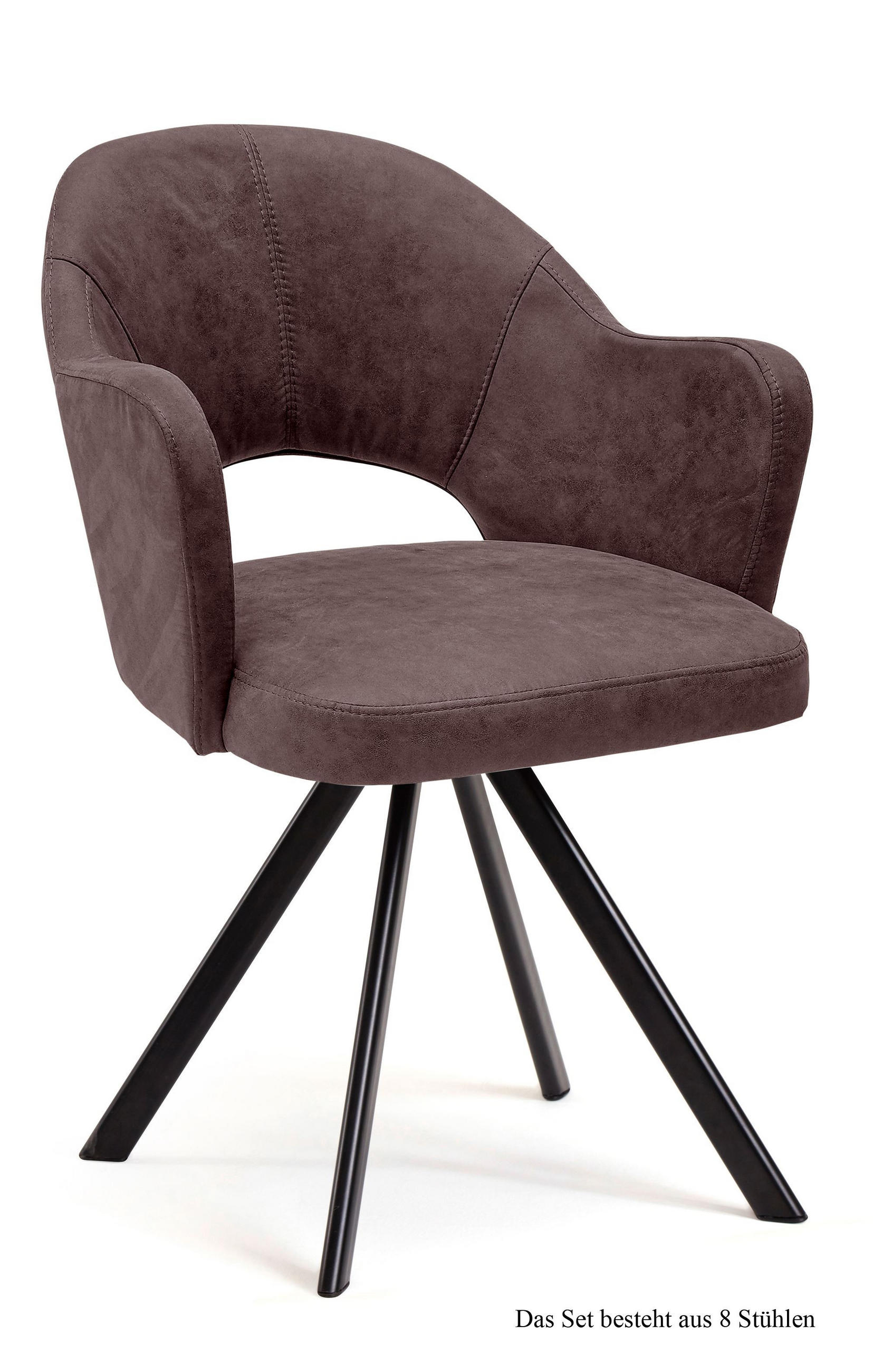 ARMLEHNSTUHL drehbar (8er-Set) Devon 59x87x61 Schwarz/Braun - Schwarz/Braun, Kunststoff (61/87/59cm) - 58aufmkessel