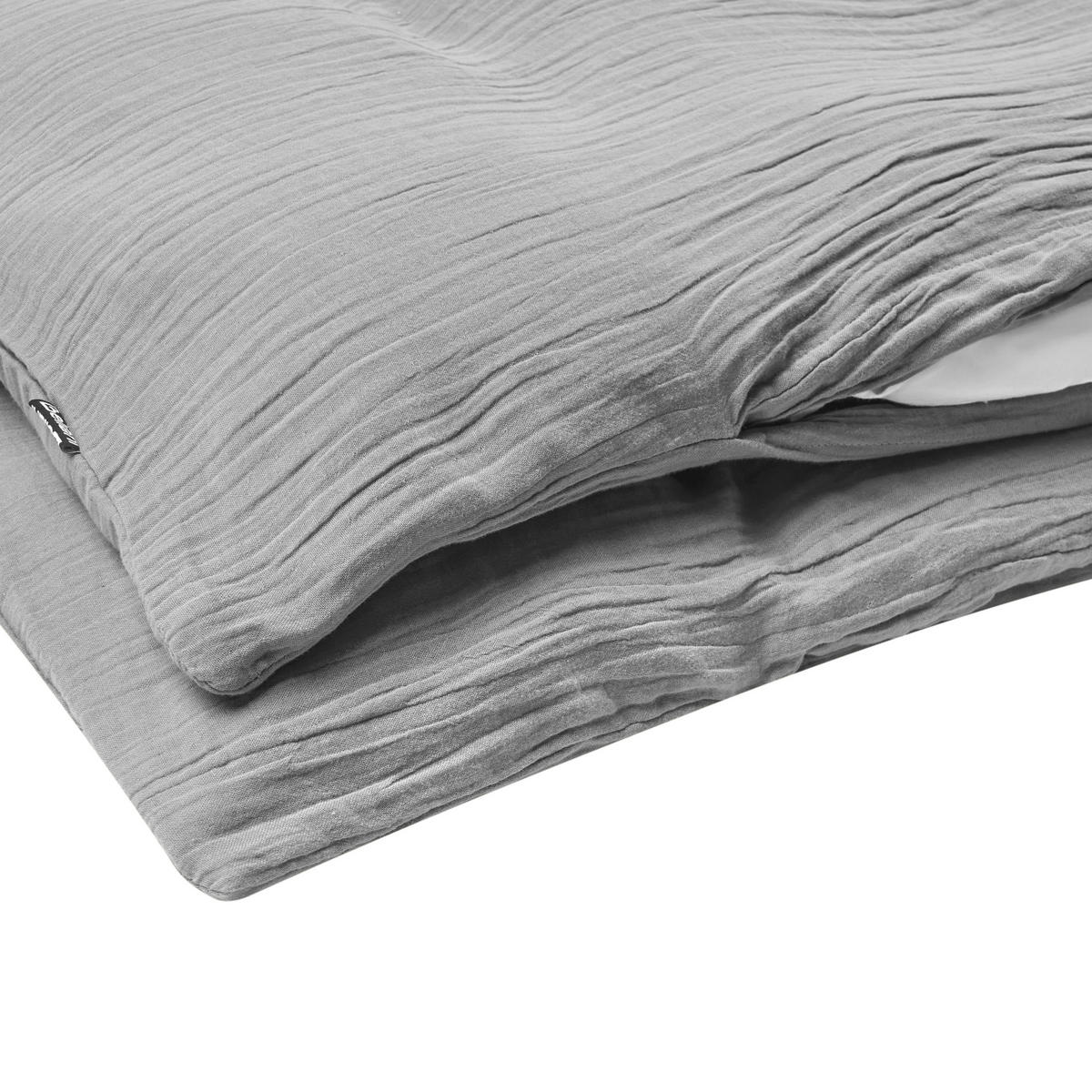 BETTWÄSCHE-SET 150/200 cm Baumwollmusselin Hellgrau Sumner - Hellgrau/Grau, Textil (150/200cm) - Beliani