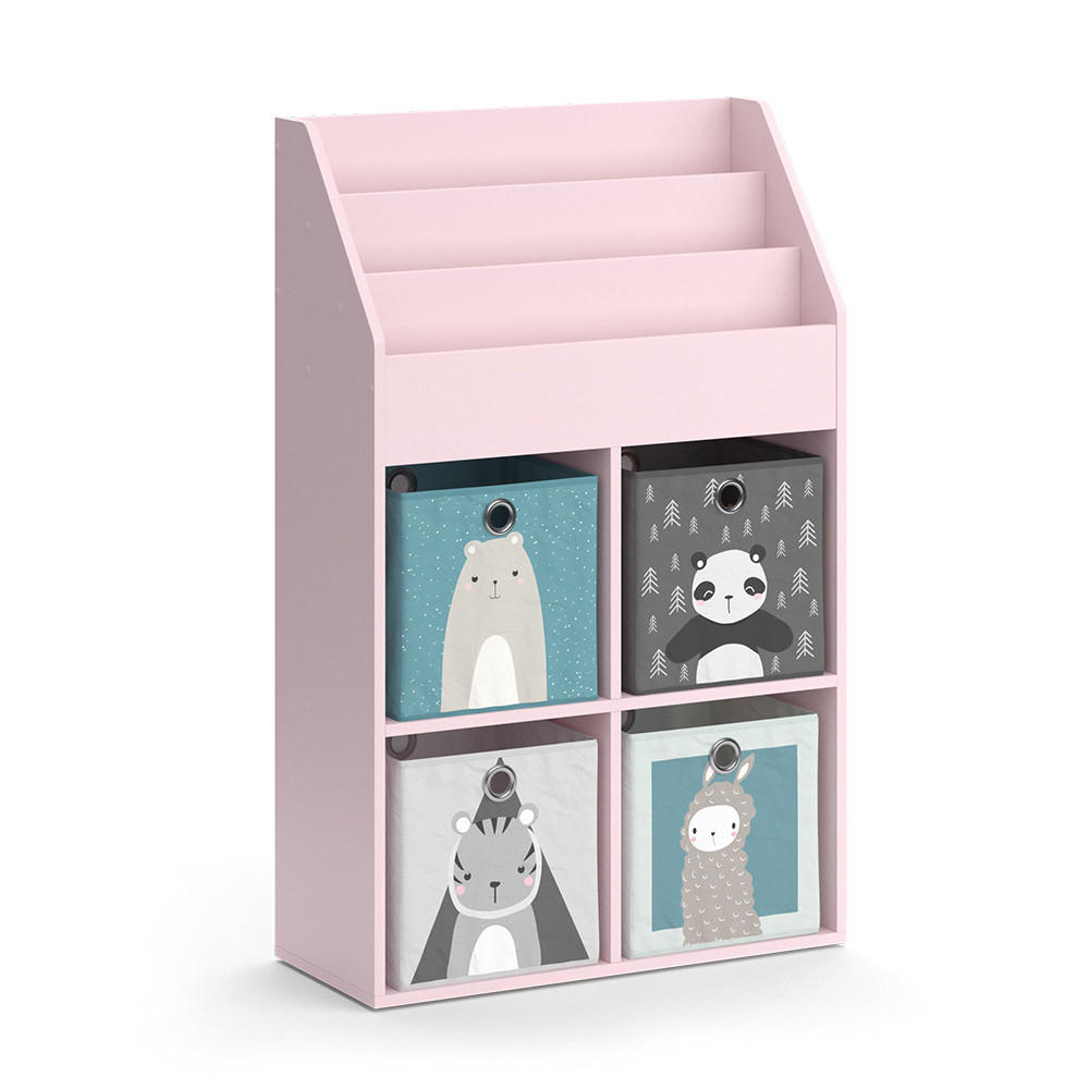 KINDERREGAL Luigi Rosa 72 x 114.2 cm mit 4 Faltboxen - Pink, Holzwerkstoff (72/114.2/31.2cm) - Vicco