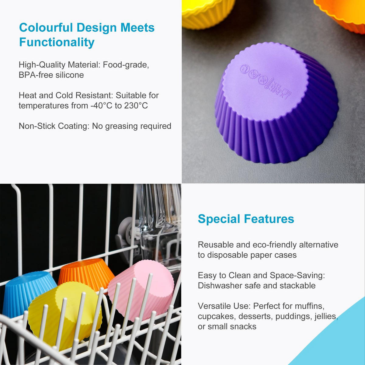 MUFFIN CUPCAKE FORMEN (12 Stück) - Multicolor, Kunststoff (7/3.2/7cm) - Intirilife