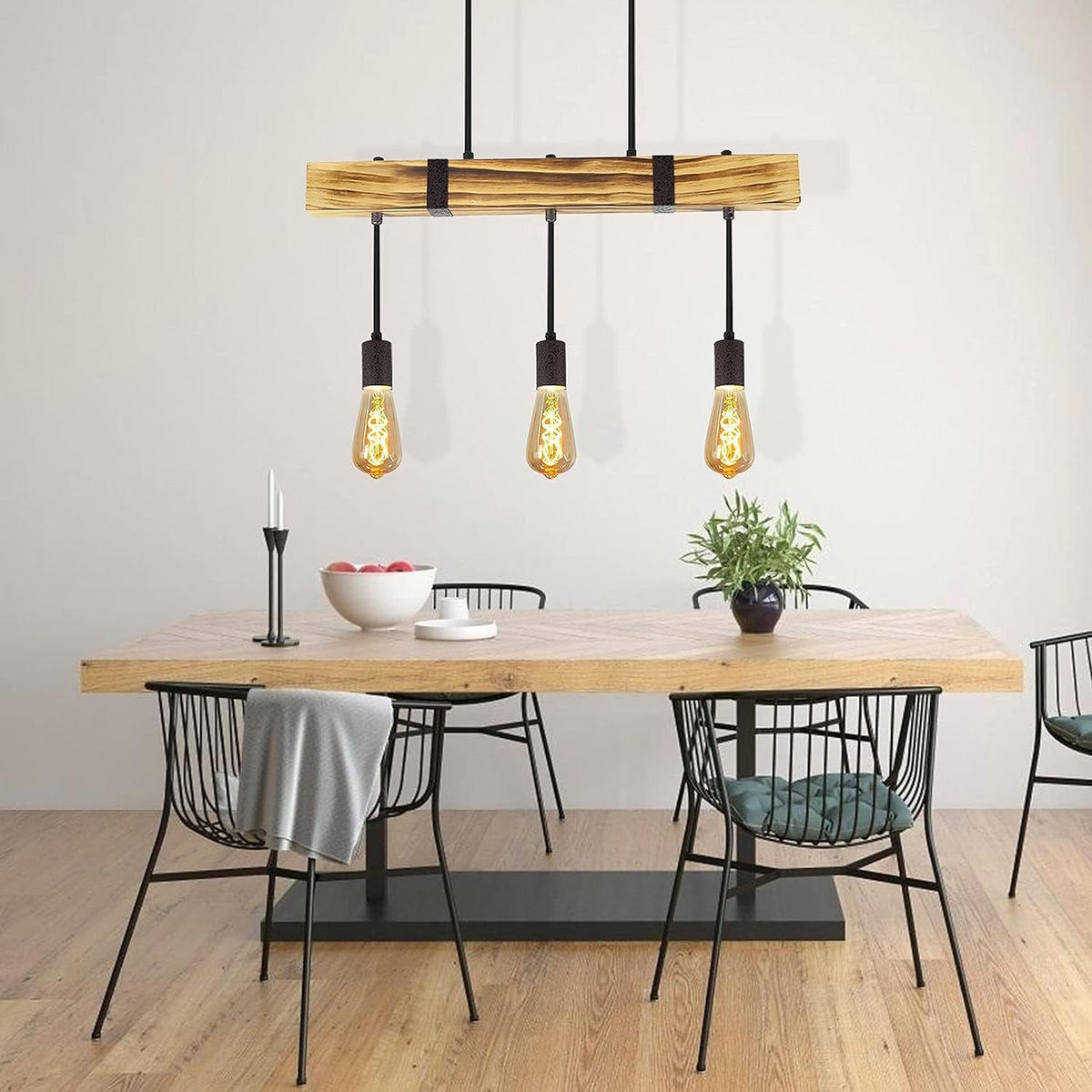 HÄNGELEUCHTE Katja 3-flammig 61/25/150 cm - Braun, Metall (61/25/150cm) - Nettlife