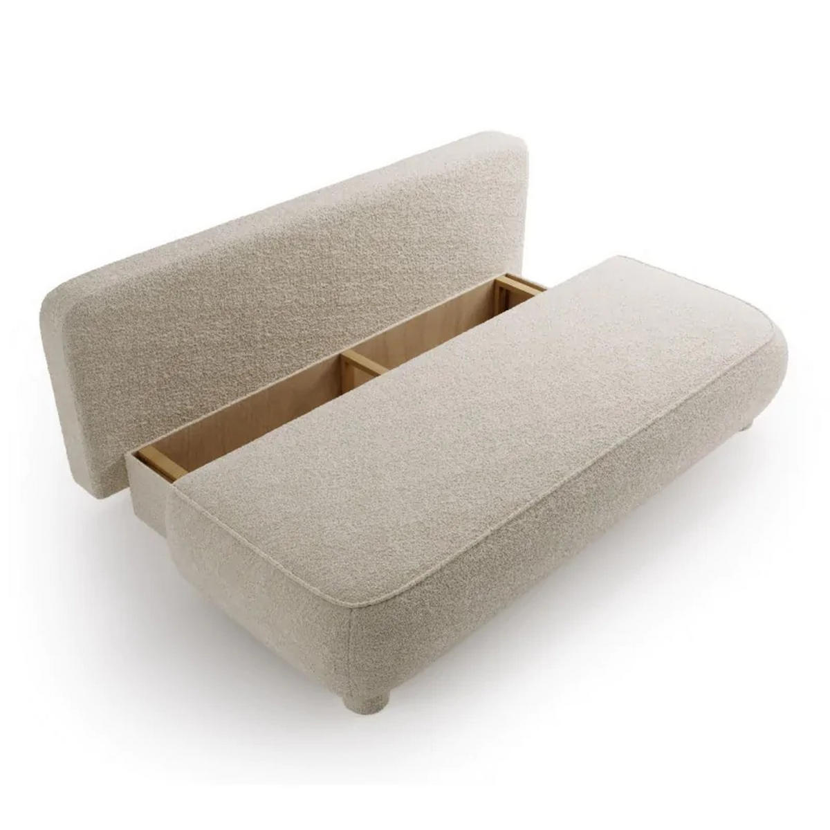 SCHLAFSOFA MAJA, Sofa mit Schlaffunktion und Bettkasten, Farbe: Beige, Bouclé-Stoff - Beige, Textil (209/96/96cm) - Sepro Meble
