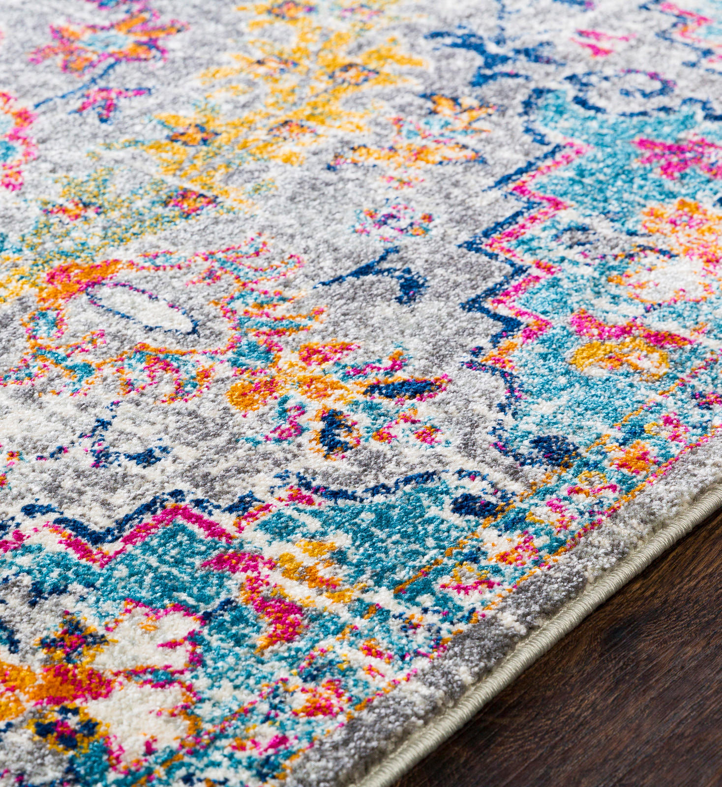 VINTAGE-TEPPICH Rund Ø 160 cm Mehrfarbig - Blaugrau, Textil (160/160cm) - LIVABLISS