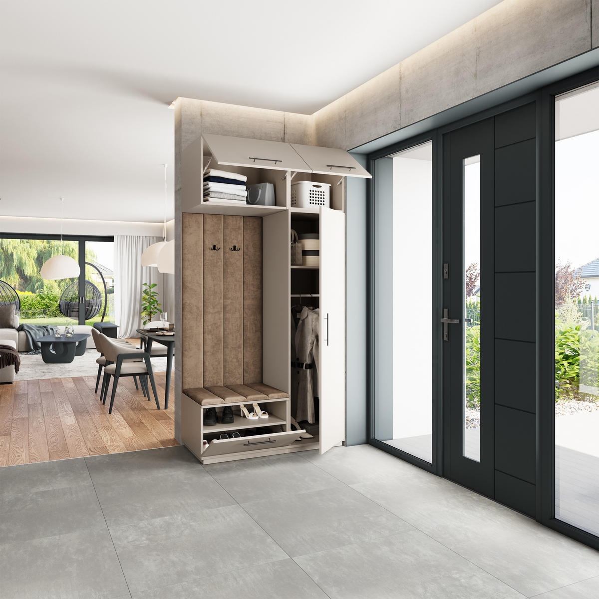 GARDEROBENSCHRANK REMA 120/240/60 cm Modern Garderobe-Set Kaschmir - Kaschmir/Beige, Holzwerkstoff (120/240/60cm) - MASSENO