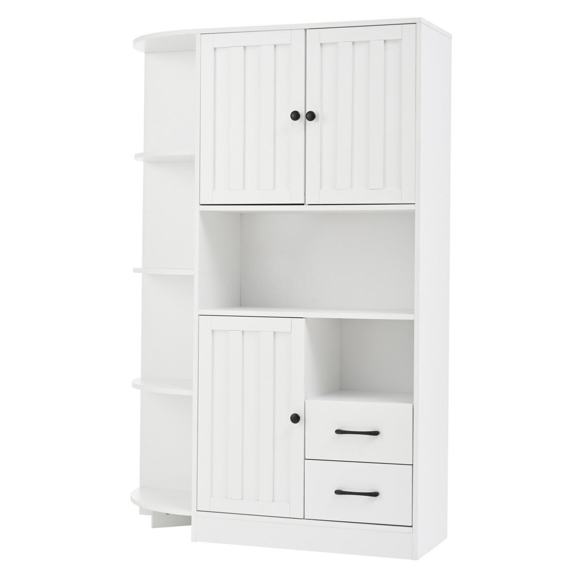 HIGHBOARD 104/155/35 cm Weiß aus Spanplatte mit 14 Ablageflächen - Weiß, Holzwerkstoff (35/155/104cm) - OKMYHOME