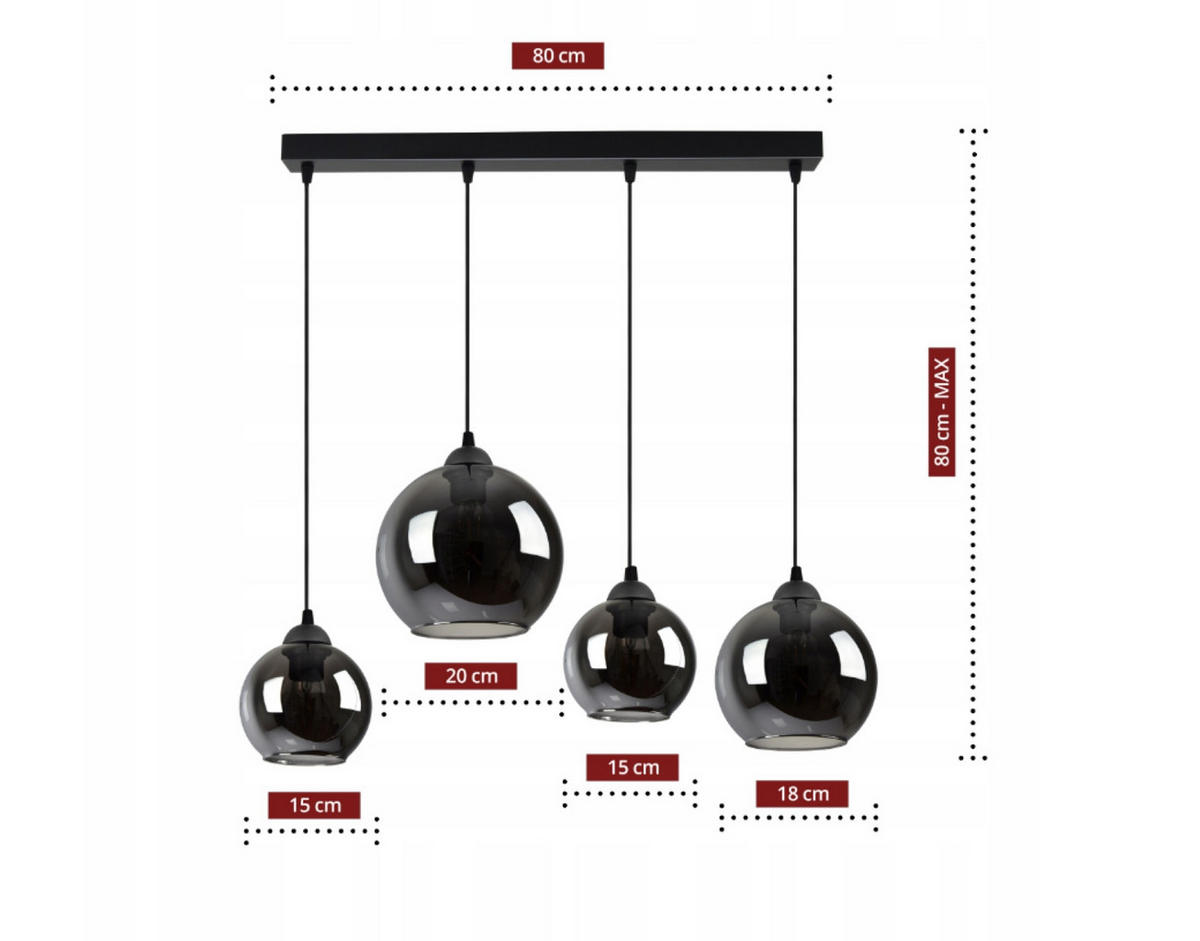 PENDELLEUCHTE HAGEN - Transparent/Anthrazit, Glas/Metall (20/90/80cm) - kiki design