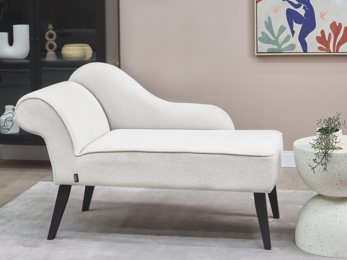 CHAISELONGUE weiß linksseitig Biarritz - Schwarz/Weiß, Textil (118/77/60cm) - Beliani