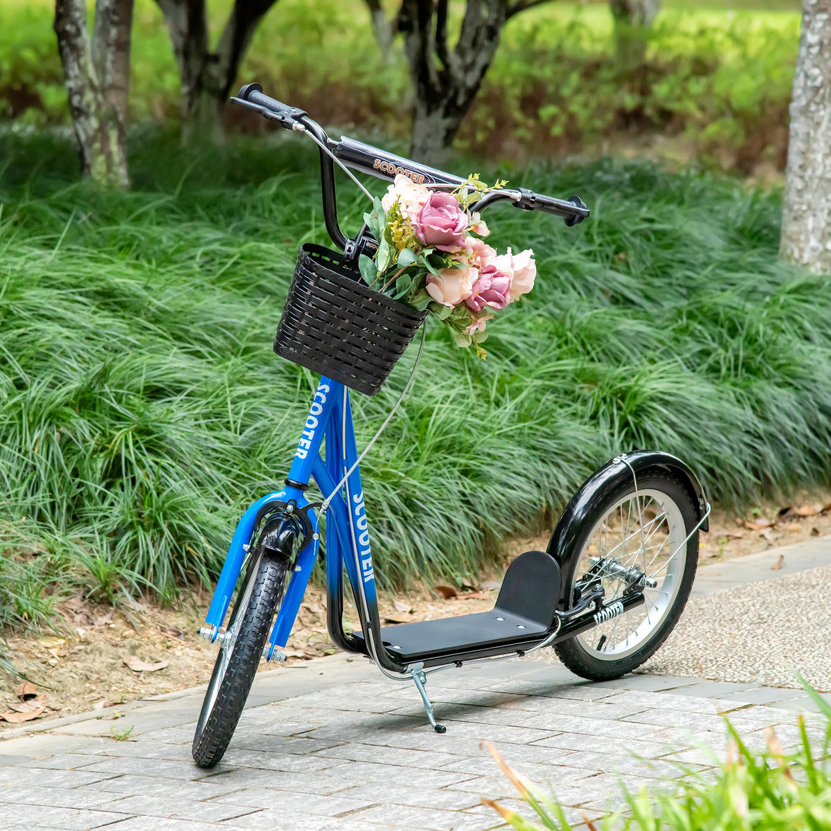 KINDERROLLER, Rosa+Weiß/Rosa+Weiß, Metall+ PP-Kunststoff - Blau, Metall (139/58/96cm) - HOMCOM