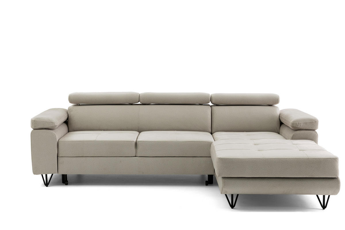 ECKSOFA NORIS L Beige mit Schlaffunktion Rechts - Beige, Holz/Textil (250/183cm) - Muffo