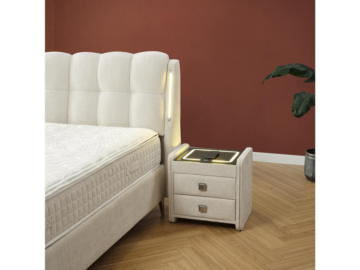 POLSTERBETT Sleep Fit 120x200 Creme - Creme, Textil/Metall (120/200cm) - Villa Möbel
