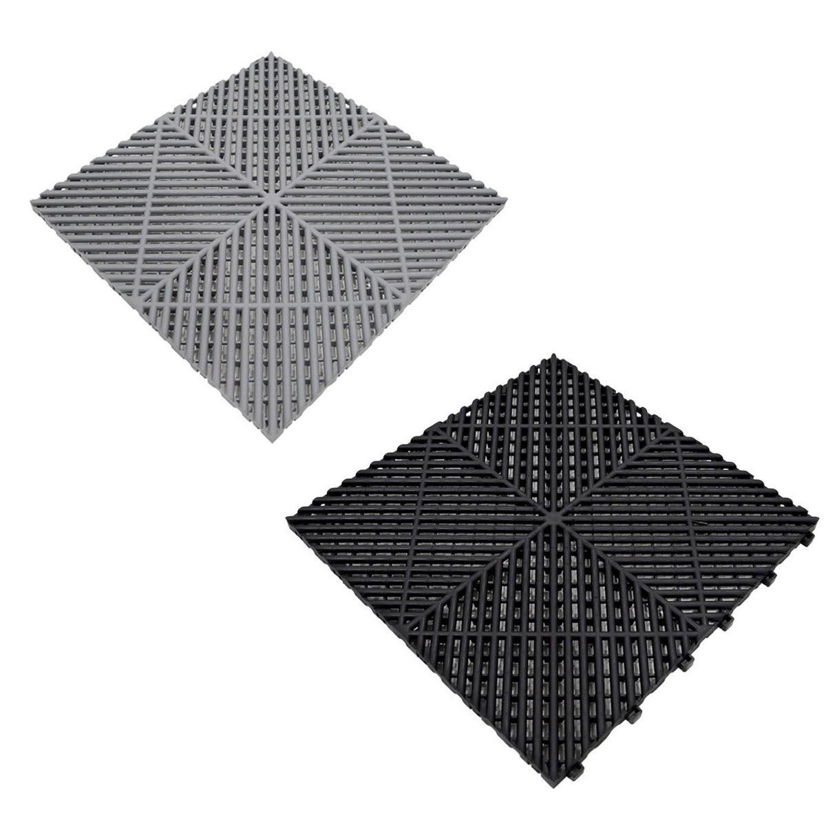 GARAGENBODENFLIESEN Belüftete mit Kanten – 60 Schwarz und 60 Grau - Schwarz, Kunststoff (40/1.8/40cm)