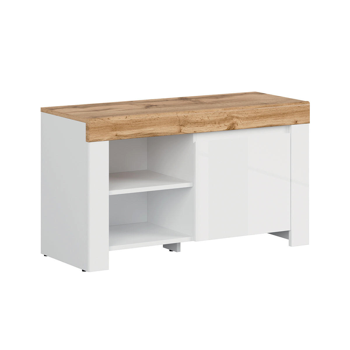 BOTNÍK Hella Biela a drevo - biela, kompozitné drevo (92/53/37cm) - Petits-meubles