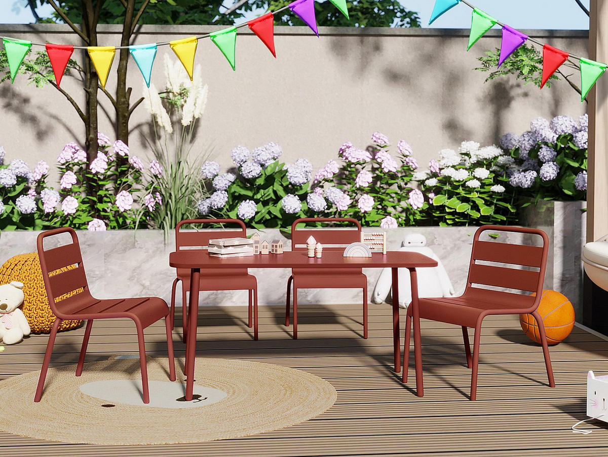 GARTENTISCH - 4 -Sitzer - Stahl - terracotta - POPAYAN - Braun, Metall (37/80/49cm) - Vente-Unique