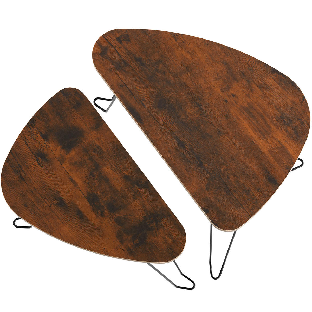 BEISTELLTISCHE 2er Set Richmond,stapelbar,Industrial Holz dunkel, rustikal - Rostfarben, Holzwerkstoff (60/38/48cm) - tectake
