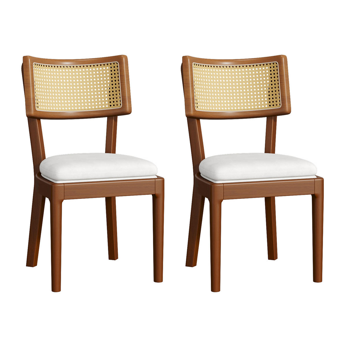 ESSZIMMERSTUHL 4er-Set mit Rattan-Rückenlehne Massivholz Walnut - Braun, Holz (58/88/50.1cm) - Meubliv
