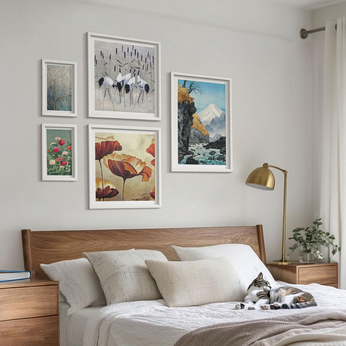 WANDBILDER 5er-Set - 50x50 cm & 20x30 cm & 40x60 cm Weißer Rahmen - Tropische Pflanzen, Pflanzenliebhaberin - Weiß, Kunststoff (40/60cm) - ArtPrintCave