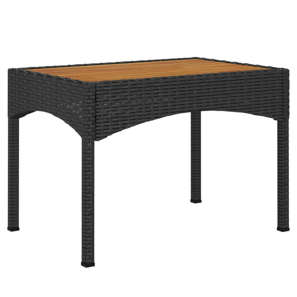 LOUNGEGARNITUR mit Kissen und Couchtisch, aus Poly Rattan und Akazienholz, in Schwarz, 3-teiliges Set - Schwarz, Kunststoff - vidaXL