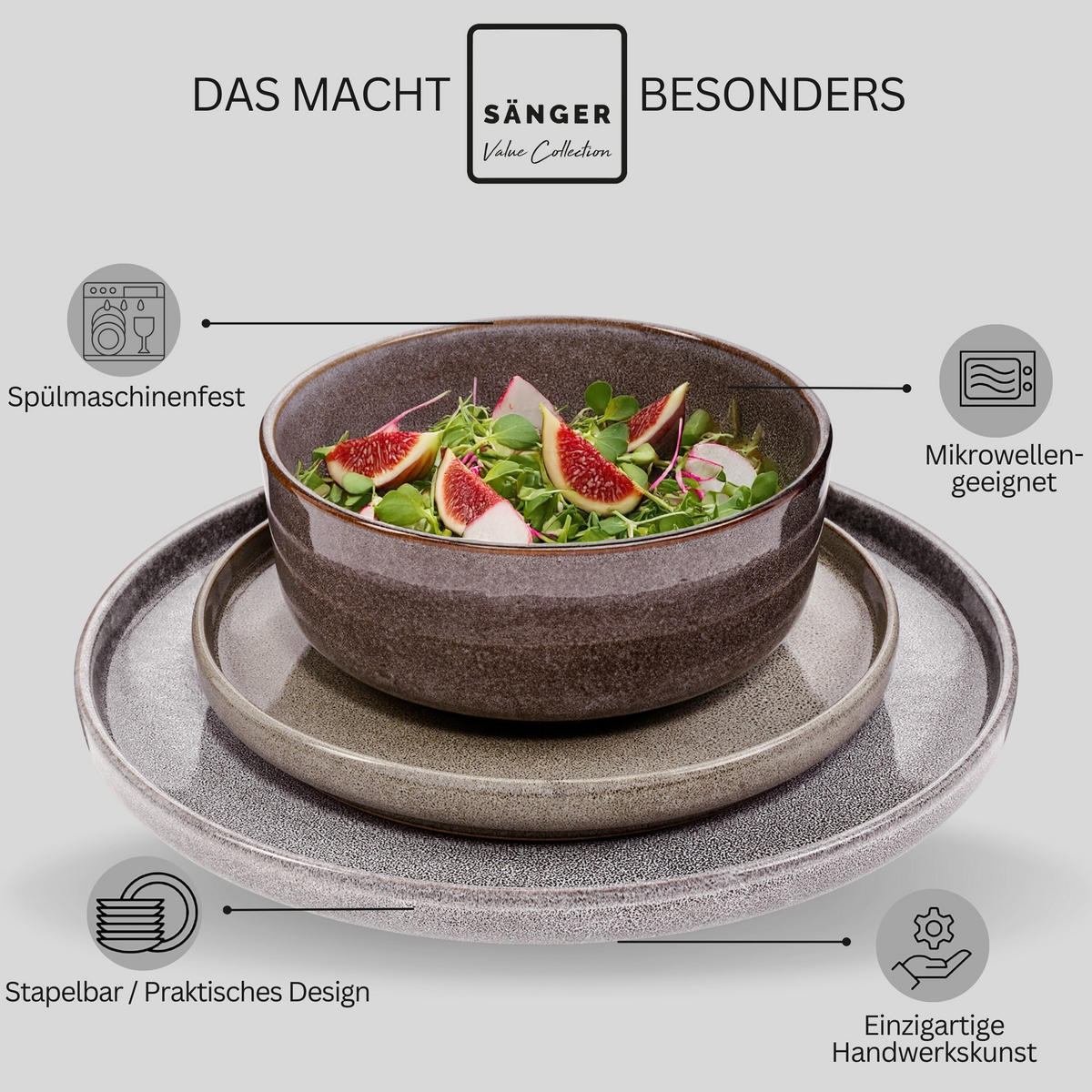 TAFELSERVICE KAIRO - 12 teilig aus Steingut - Multicolor, Keramik (38/34.5/38cm) - Sänger