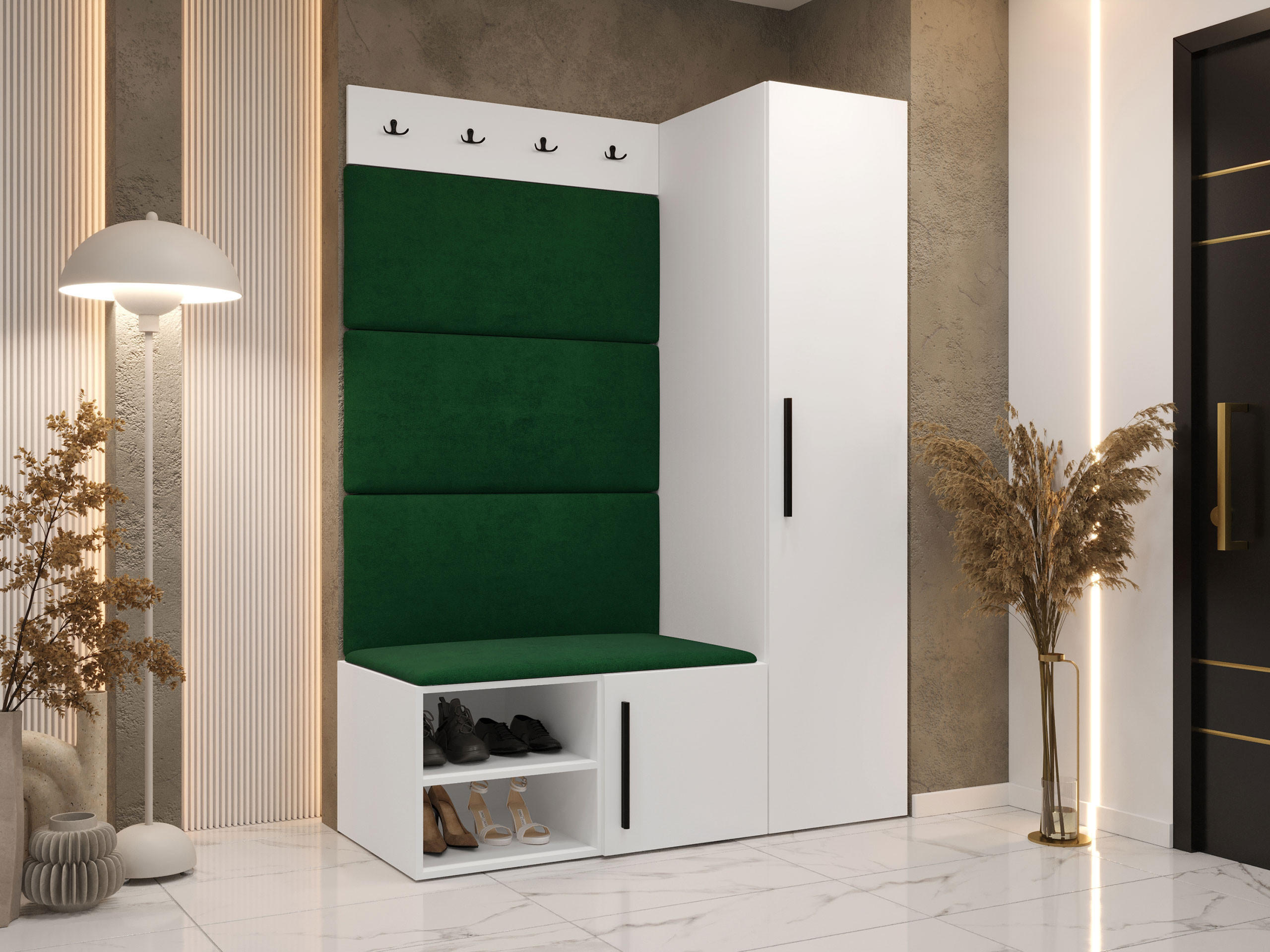 GARDEROBEN-SET Medi II - Schwarz/Weiß, Holzwerkstoff/Kunststoff (40/191/50cm) - MIRJAN24