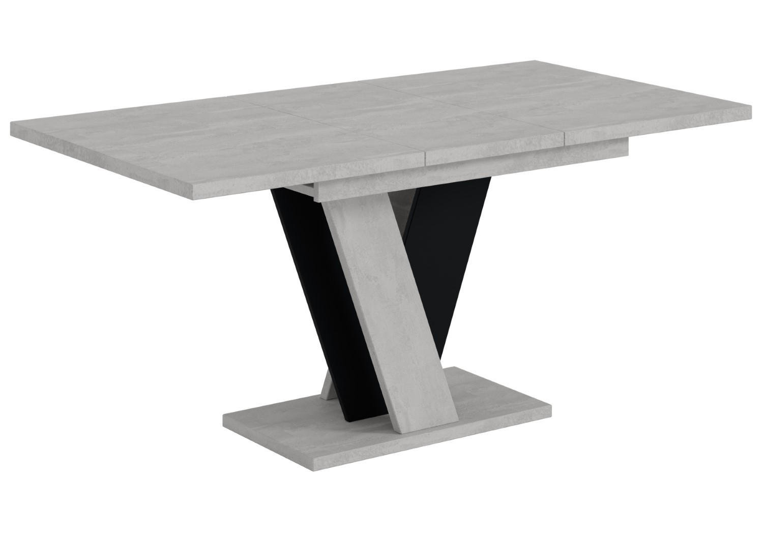 ESSTISCH ausziehbar 120 -160x90x75 cm - Betonoptik K350/Schwarz - INEY - Schwarz, Holzwerkstoff (120/90/75cm) - ALTDECOR