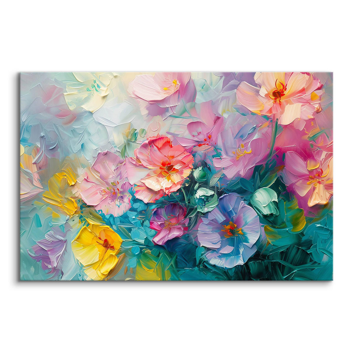 LEINWANDBILD Feldblumen Abstraktion 120/80 cm - Türkis/Blau, Textil (120/80cm) - Muralo