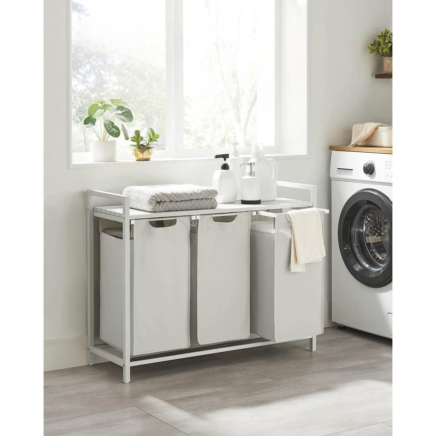 WÄSCHEKORB RIYADH - Weiß, Metall (33/72/92.5cm) - Hansiro