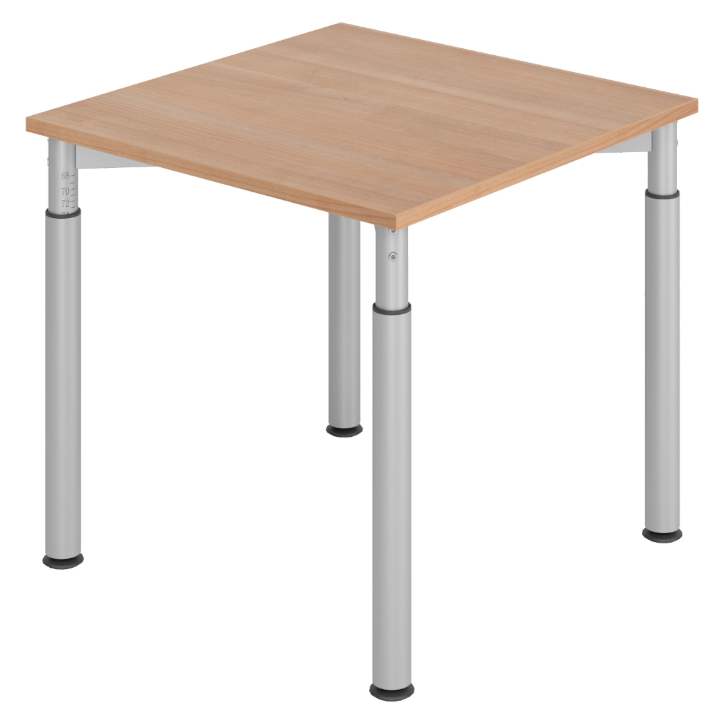 SCHREIBTISCH Serie-Y 80/80/74 cm in Nussbaumfarben/Silberfarben - Silberfarben/Nussbaumfarben, Holzwerkstoff (80/80/74cm) - bümö