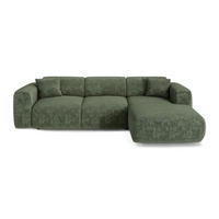ECKSCHLAFSOFA Geprägter Samt Smaragdgrün 283cm - Smaragdgrün, Textil (283/180cm) - Sia Home