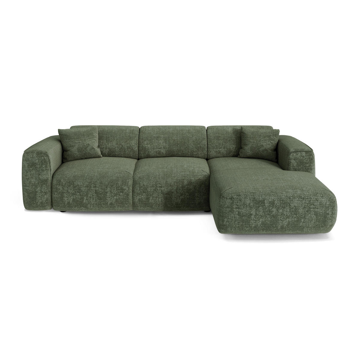 ECKSCHLAFSOFA Geprägter Samt Smaragdgrün 283cm - Smaragdgrün, Textil (283/180cm) - Sia Home