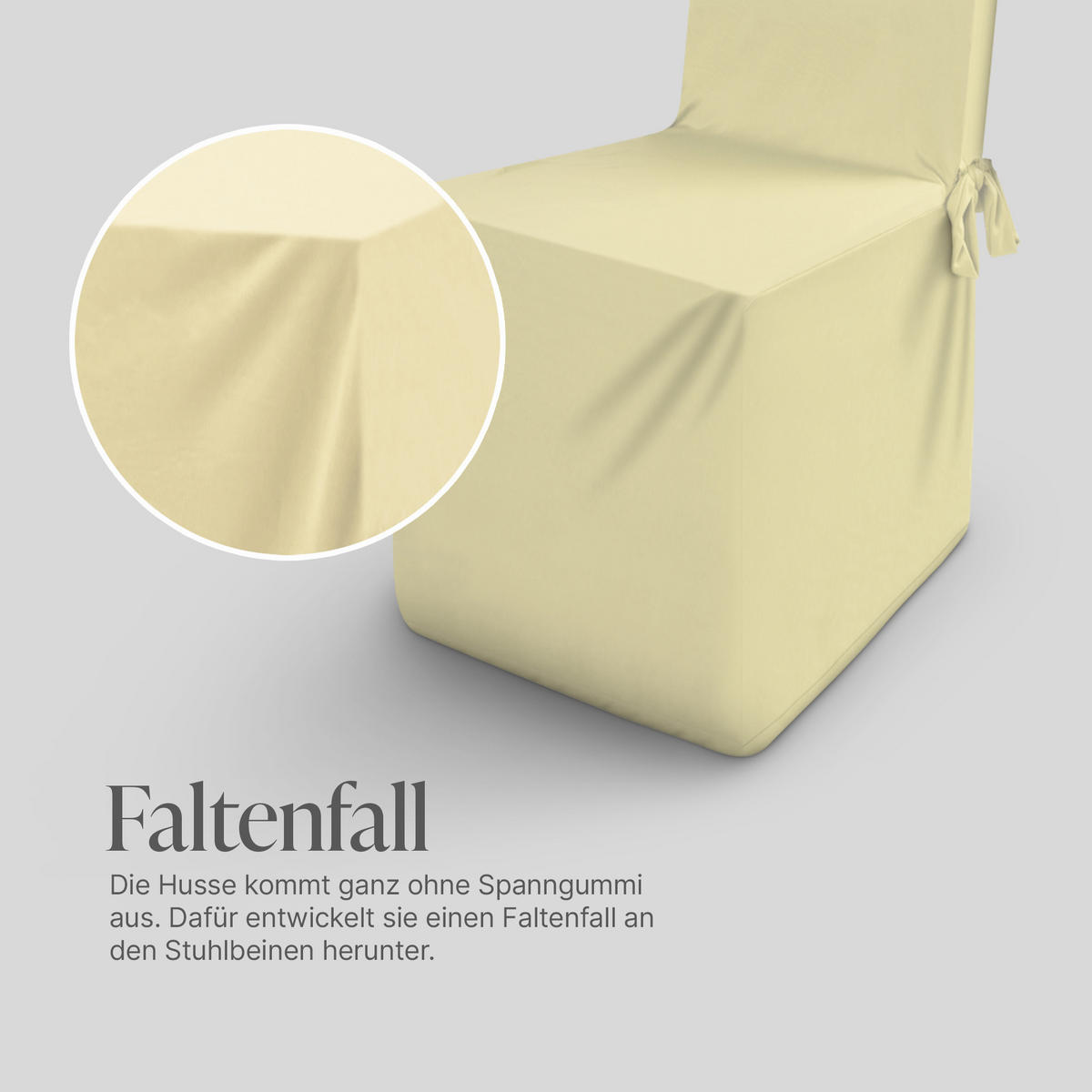 STUHLHUSSE ( Creme ) - Stretchhusse für eckige Stuhllehnen - ( 45 cm x 96 cm ) elastischer Bankett Stuhlbezug - Creme, Textil (45/96cm) - Bestlivings