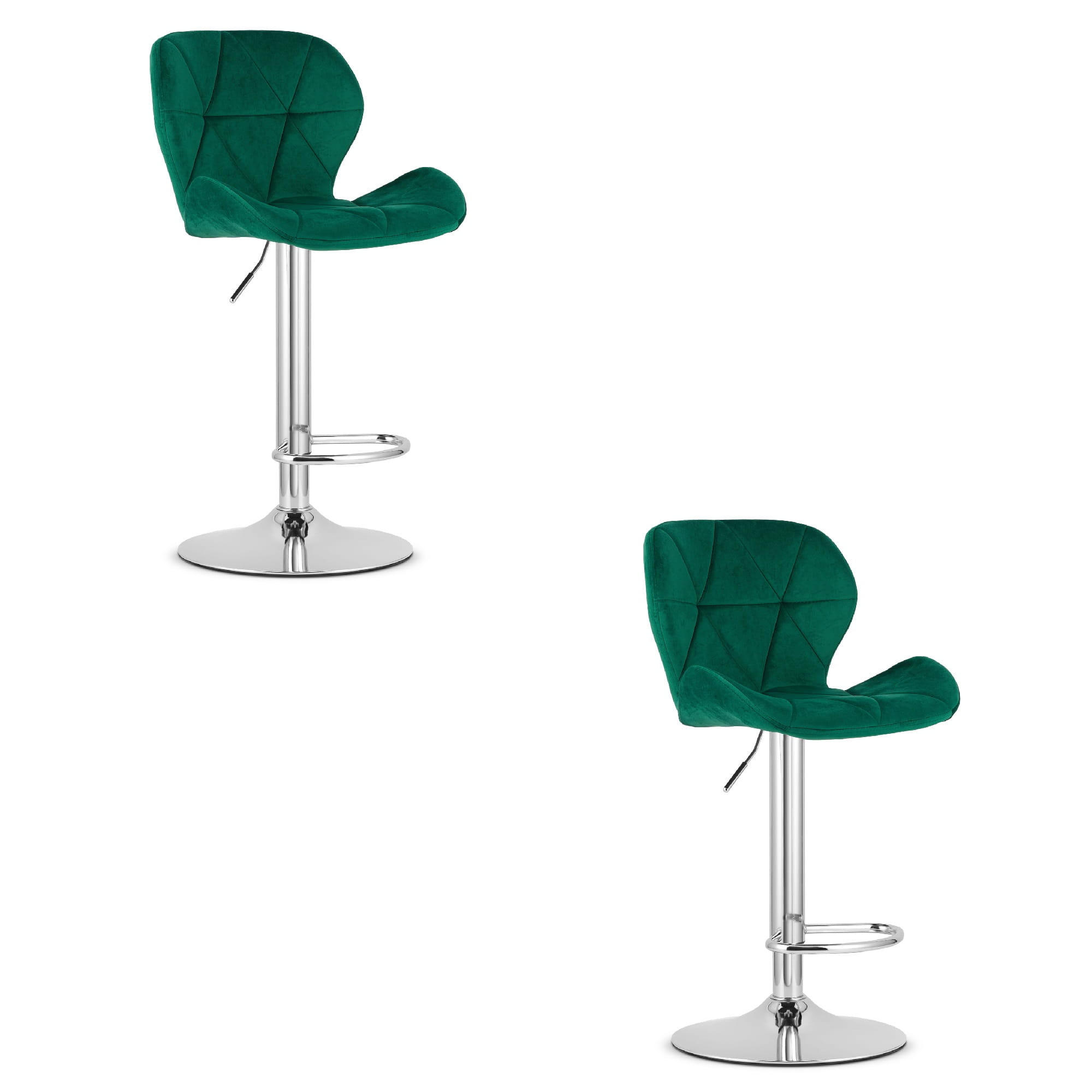 BARHOCKER 2-er Set WEST grüner Sitz, Chrombasis - Grün, Textil (46/111/48.5cm) - Valora
