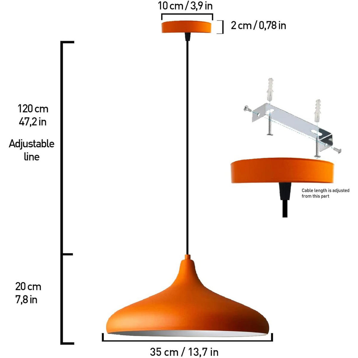 PENDELLEUCHTE Champion x2 35/20 - Orange, Metall (35/20cm) - Bamyum