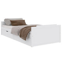 MASSIVHOLZBETT Mit Schubladen Weiss Kiefer 90/200 Cm - Weiß, Textil (90/200cm) - vidaXL