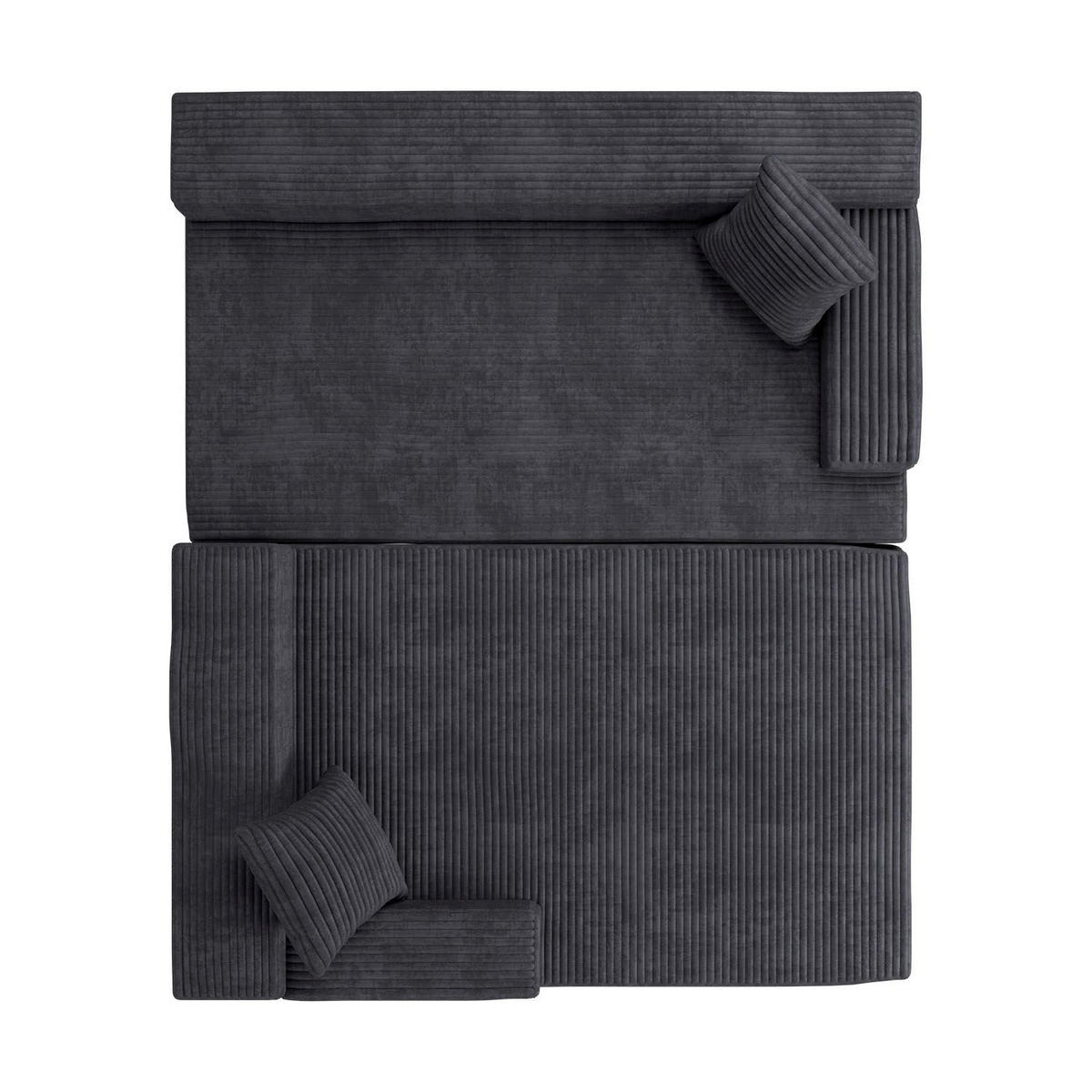 SOFA Coredo dunkelgrau Cord - Dunkelgrau, Textil (155/250cm) - Juskys