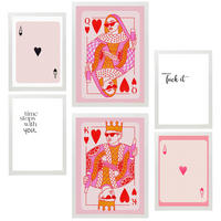 POSTER Set Mit 6 Moderner Kunst In Rosatönen A3 & A4 Weißer Rahmen - Weiß, Papier (29/3cm) - Nacnic