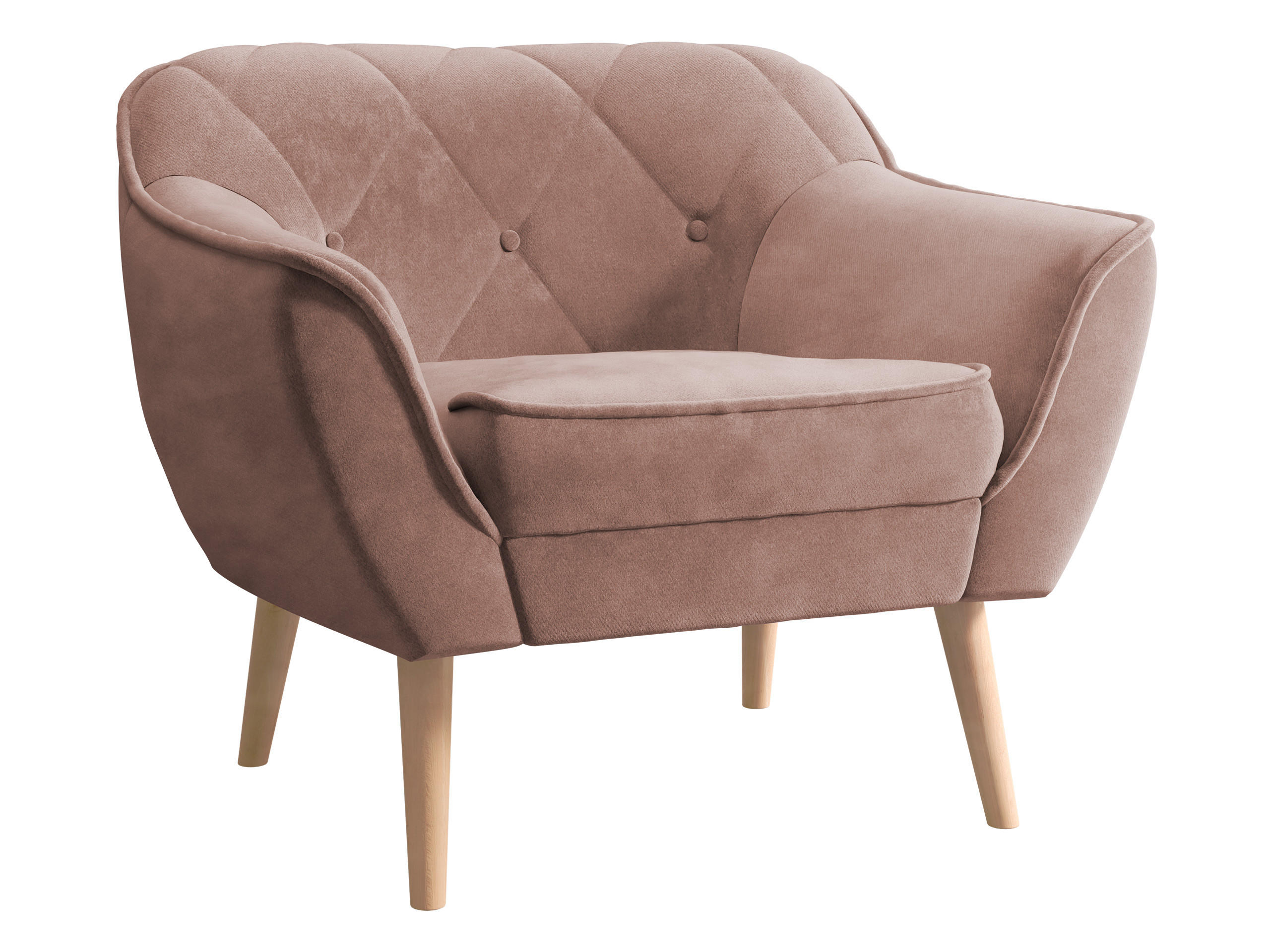 SESSEL Skand 1 - Naturfarben/Rosa, Holz/Textil (80/75/74cm) - MIRJAN24