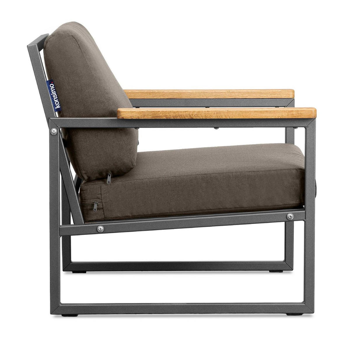 GARTENSESSEL TRIBO ,Anthrazit|Beige - Anthrazit/Beige, Holz/Textil (70/65/60cm) - KONSIMO®