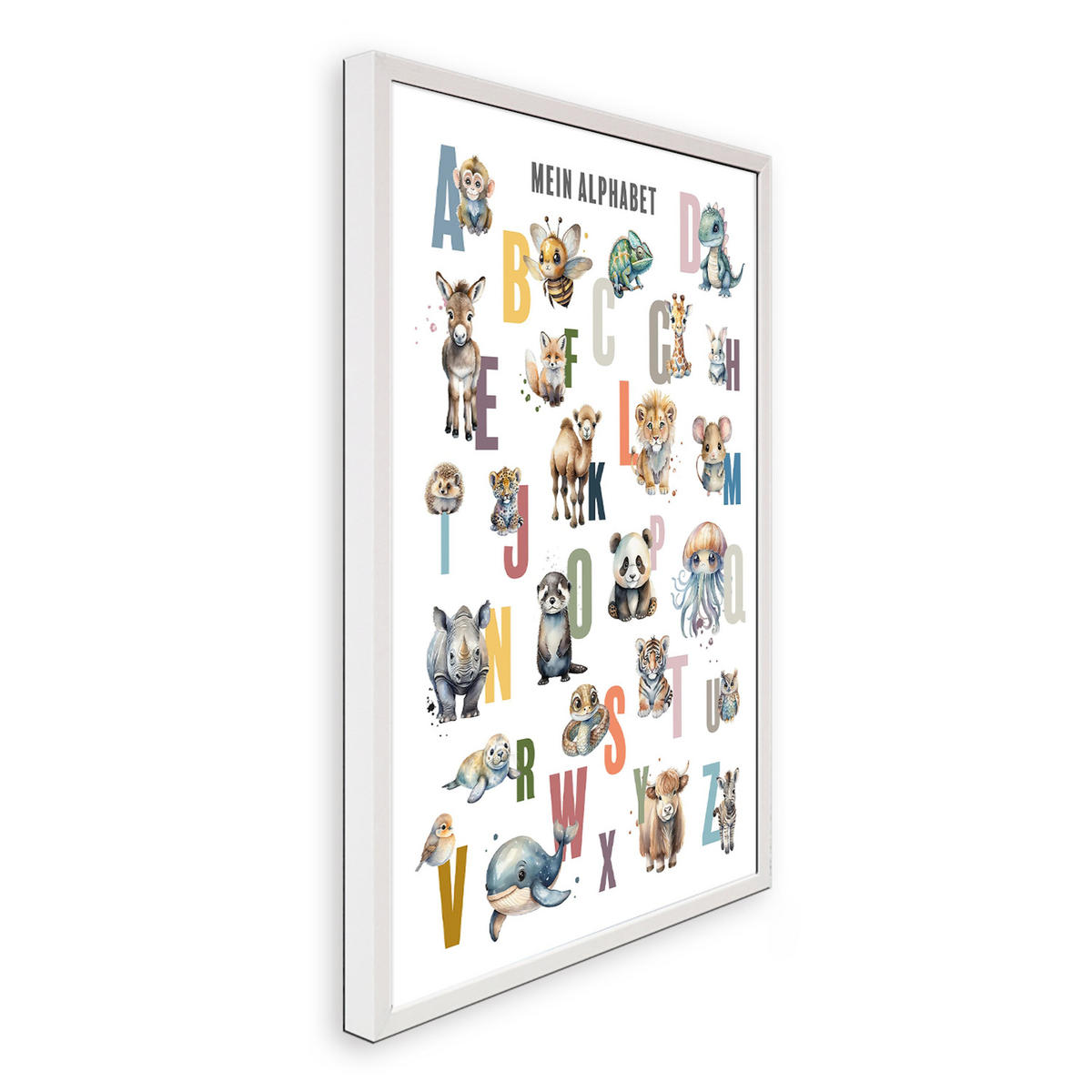 POSTER mit Rahmen 50x70 cm Alphabet ABC Kinderzimmer - Gelb, Holz (51/71/2cm) - artissimo